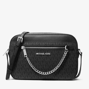 NWT Michael Kors Jet Set Large Logo Crossbody Bag in Black